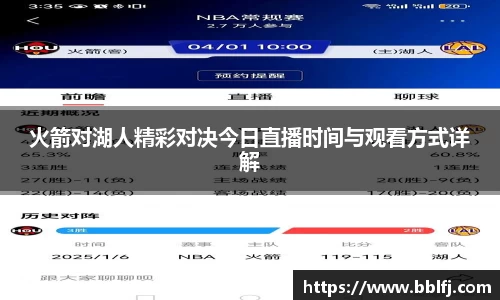 火箭对湖人精彩对决今日直播时间与观看方式详解